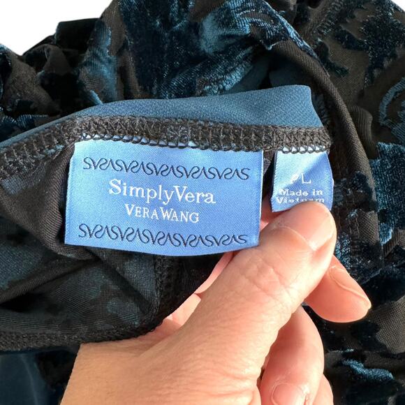 Simply Vera Vera Wang Iridescent Teal Velvet Burnout Blouse Women's Size PL - Picture 11 of 12